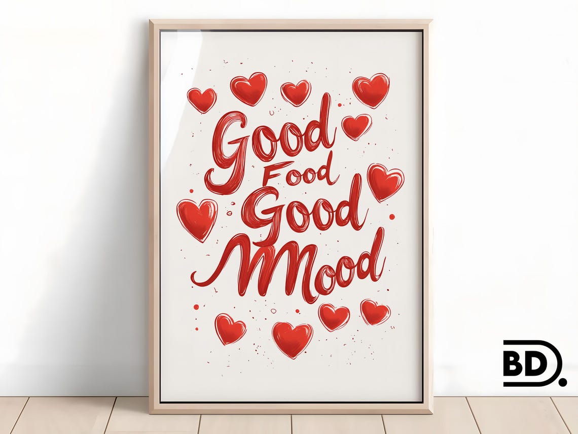 Chef Was Cute Print Funny Pink Kitchen Wall Art Cheerful Heart Typography Poster For Home Decor