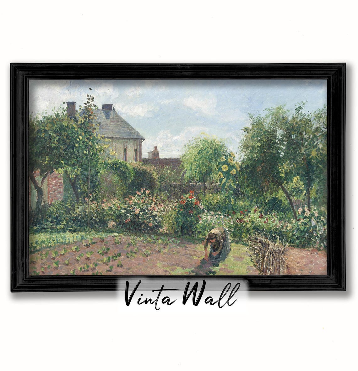 Cottage Print Woman Oil Painting Farmhouse Country European Muted Colours Vintage Landscape Art Spring Warm Home Wall Decor - Image 3