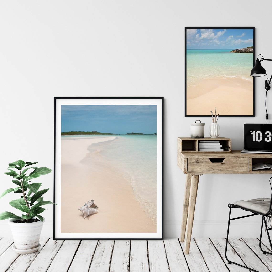 Conch Shell Sandbar Turquoise Shallows White Beach Photo Poster - Image 2