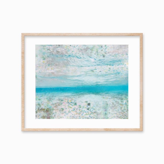 Abstract Rippled Ocean Surface with Sunlight and Color Flecks Poster