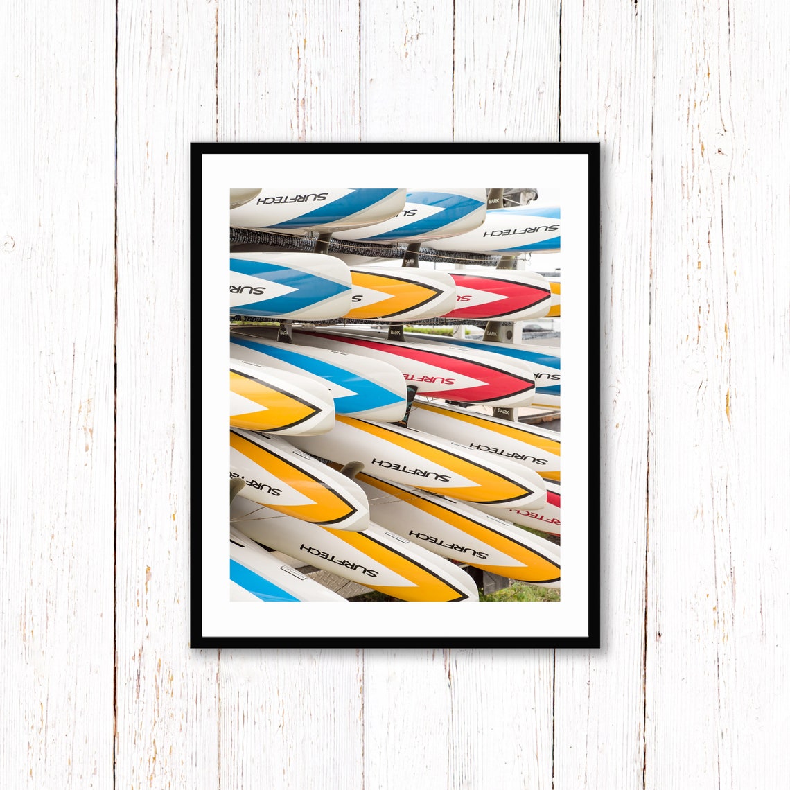 Stacked Colorful Surftech Paddleboards Racing Stripes Poster - Image 2