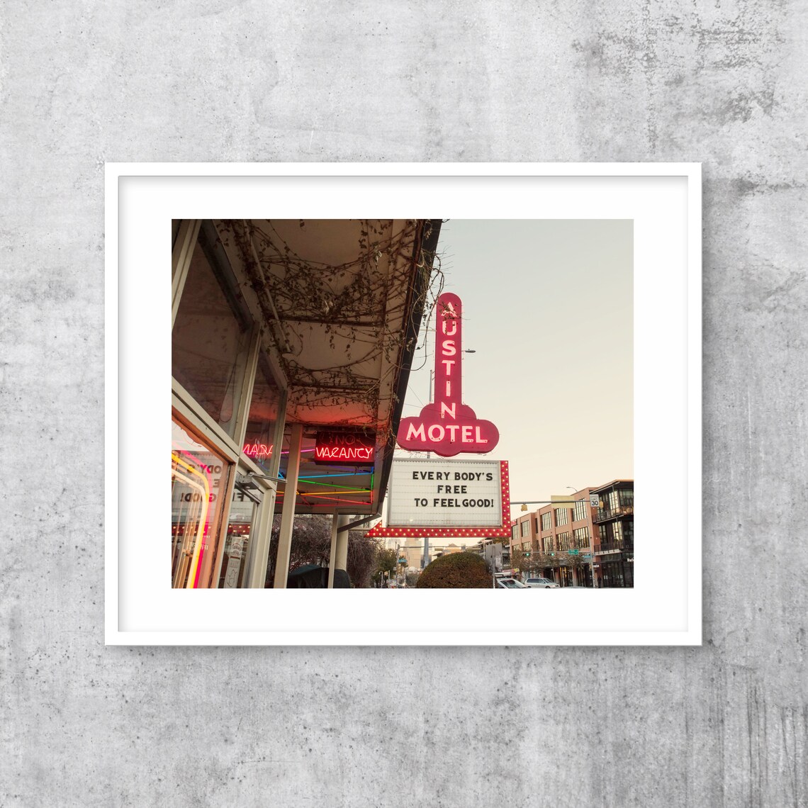 Austin Motel Neon Sign Vintage Marquee Feel Good Quote Photo Poster - Image 3