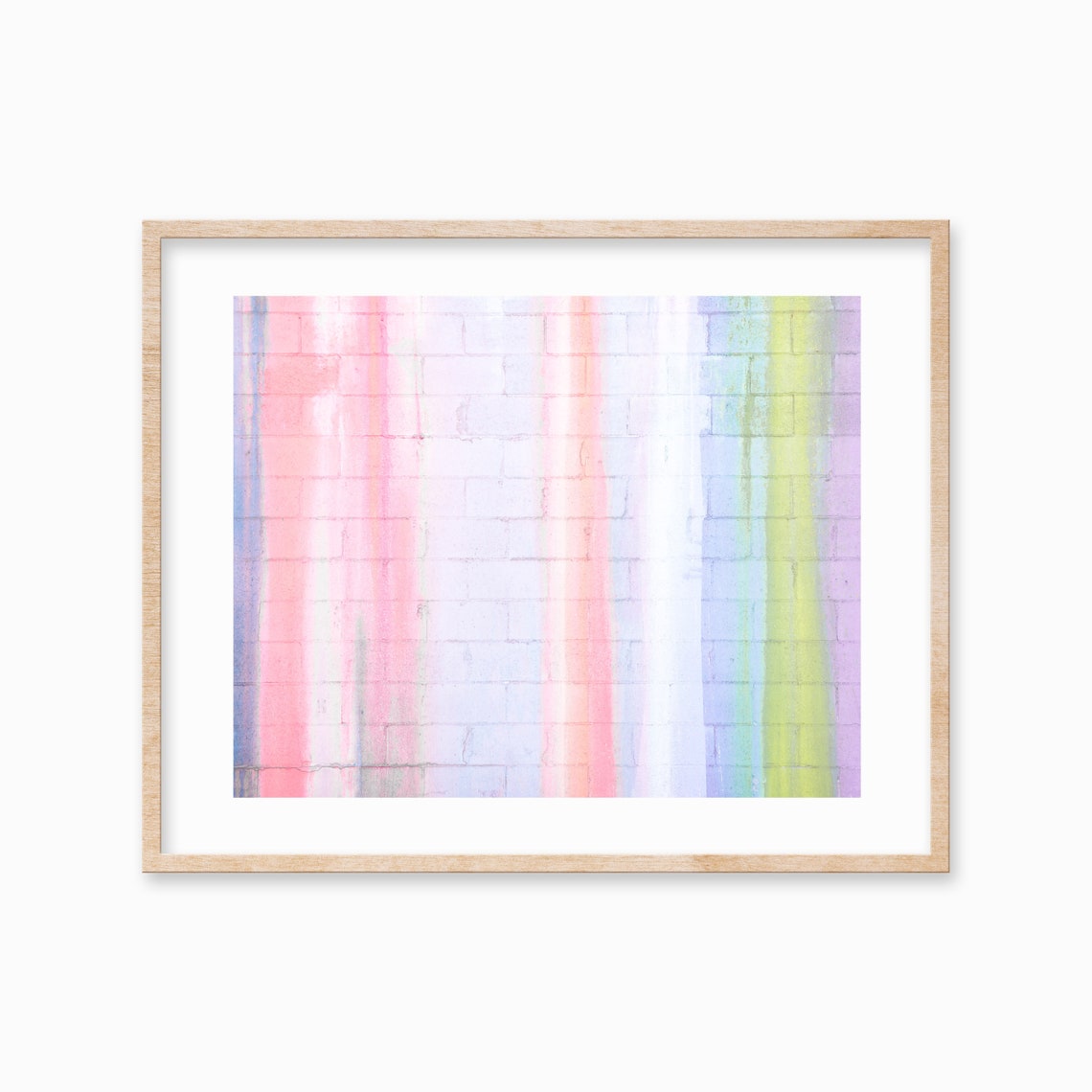 Pastel Paint Drip Striped Brick Wall Pink Lilac Art Photo Poster