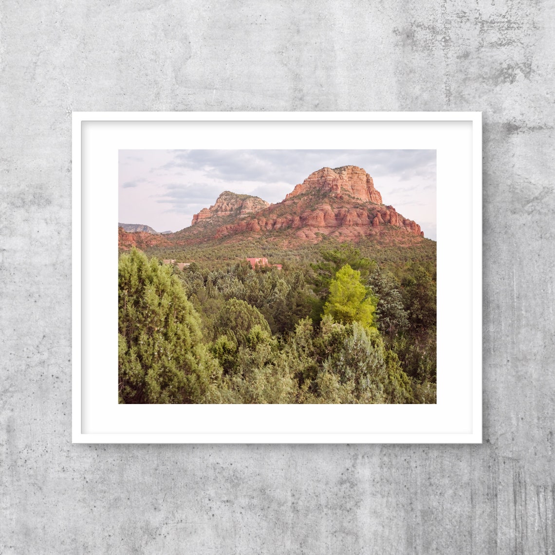 Red Rock Buttes Rising Above Green Pine Forest Valley Poster - Image 3