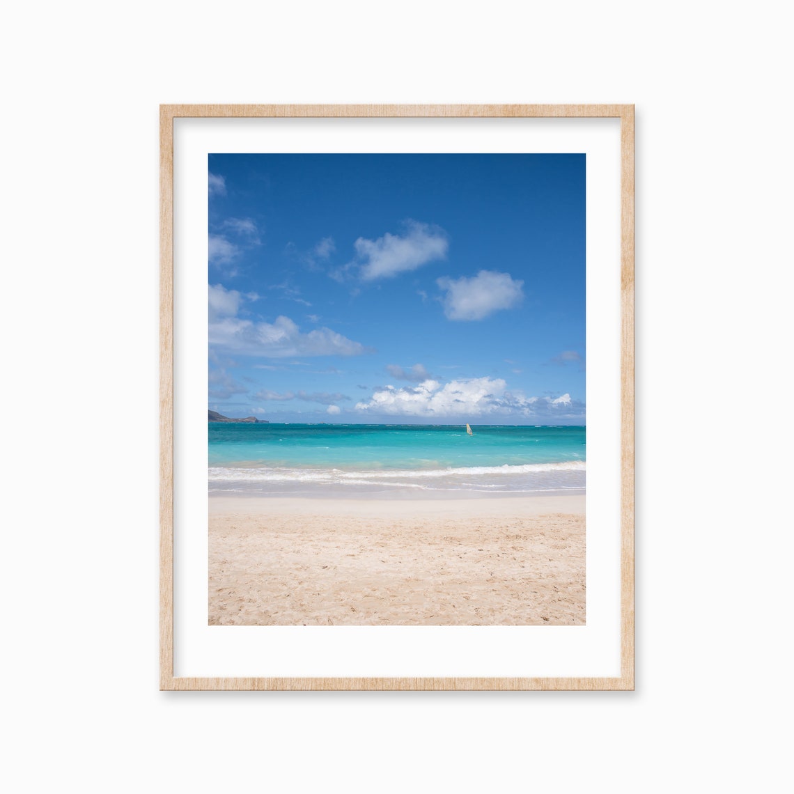 Bright Blue Sky with Clouds Over a Turquoise Tropical Beach Poster
