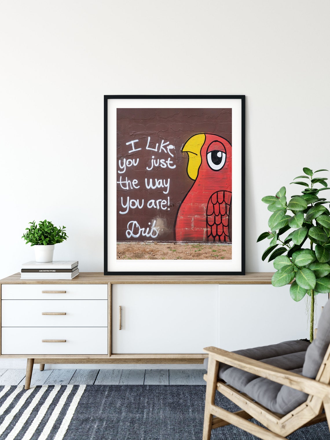 Red Parrot Street Art I Like You Just the Way You Are Poster - Image 3