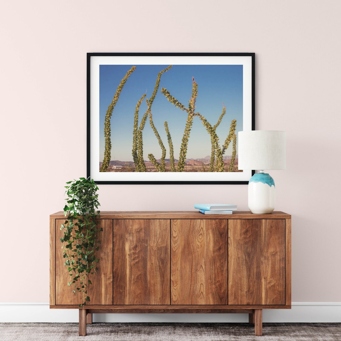 Ocotillo Cactus Plants Standing Tall in a Desert Landscape Poster - Image 2