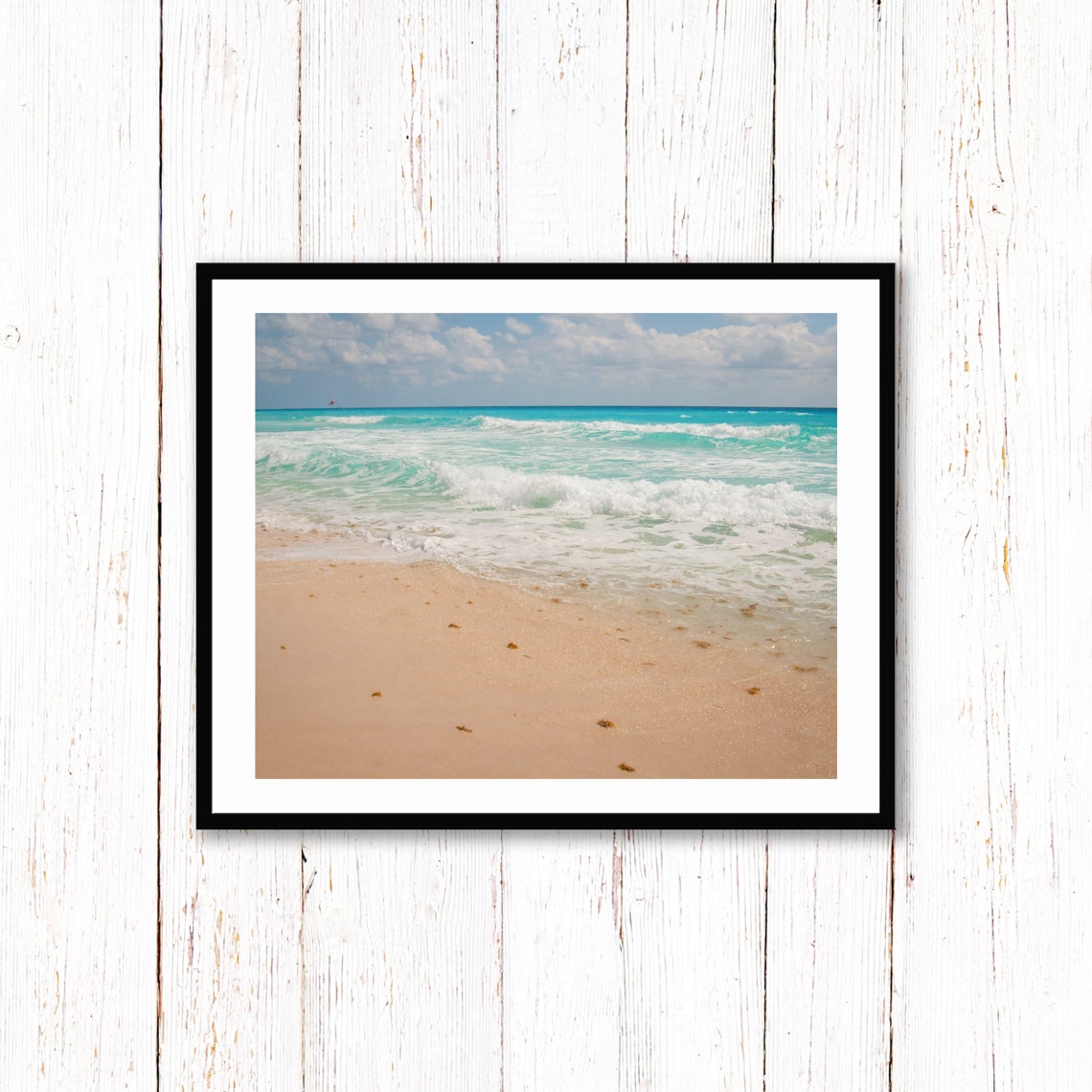 Turquoise Ocean Waves Rolling Onto a Sandy Beach Shore Poster - Image 3