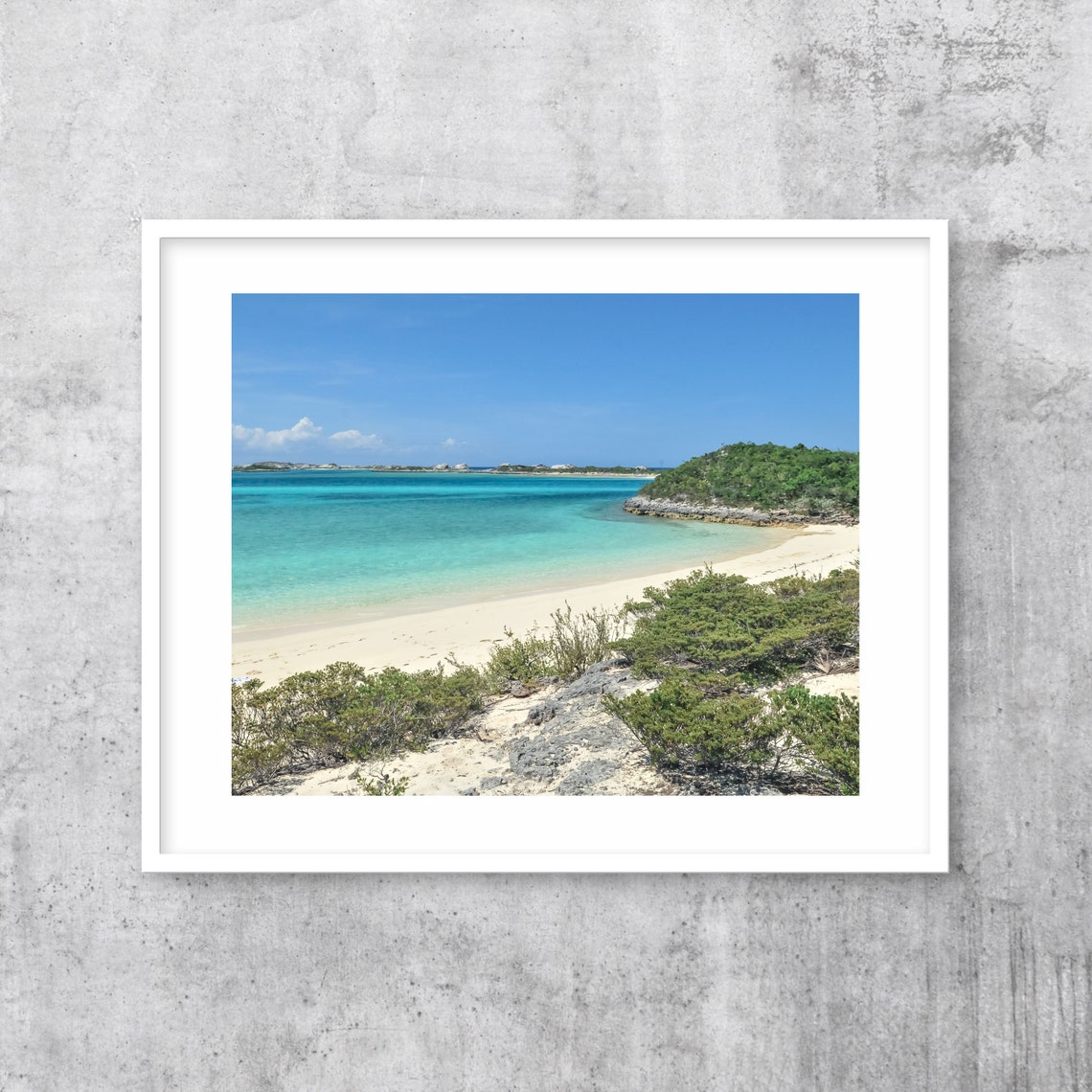 Curved Sandy Beach and Turquoise Sea Coastal Photo Art Poster - Image 3