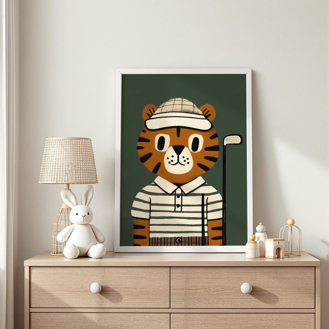 Tiger Golfer Illustration Sporting Nursery Print