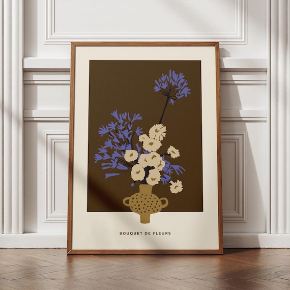 Vintage Floral Poster, Abstract Vase Art Print