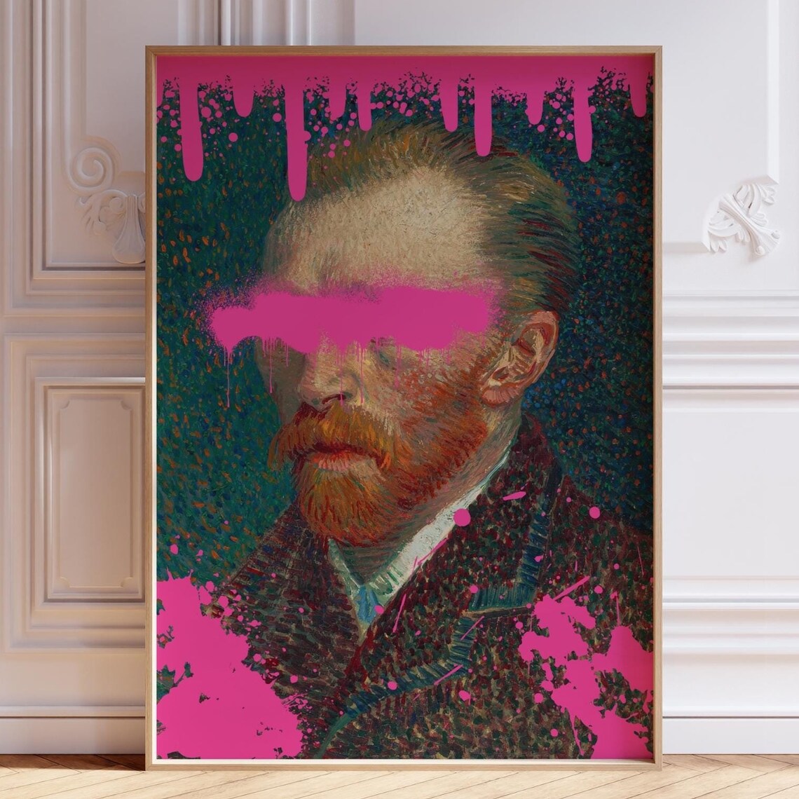 Funny Altered Art Print Urban Art Eclectic Wall Art Van Gogh Print Vintage Oil Painting Street Art Print Graffiti Poster Print