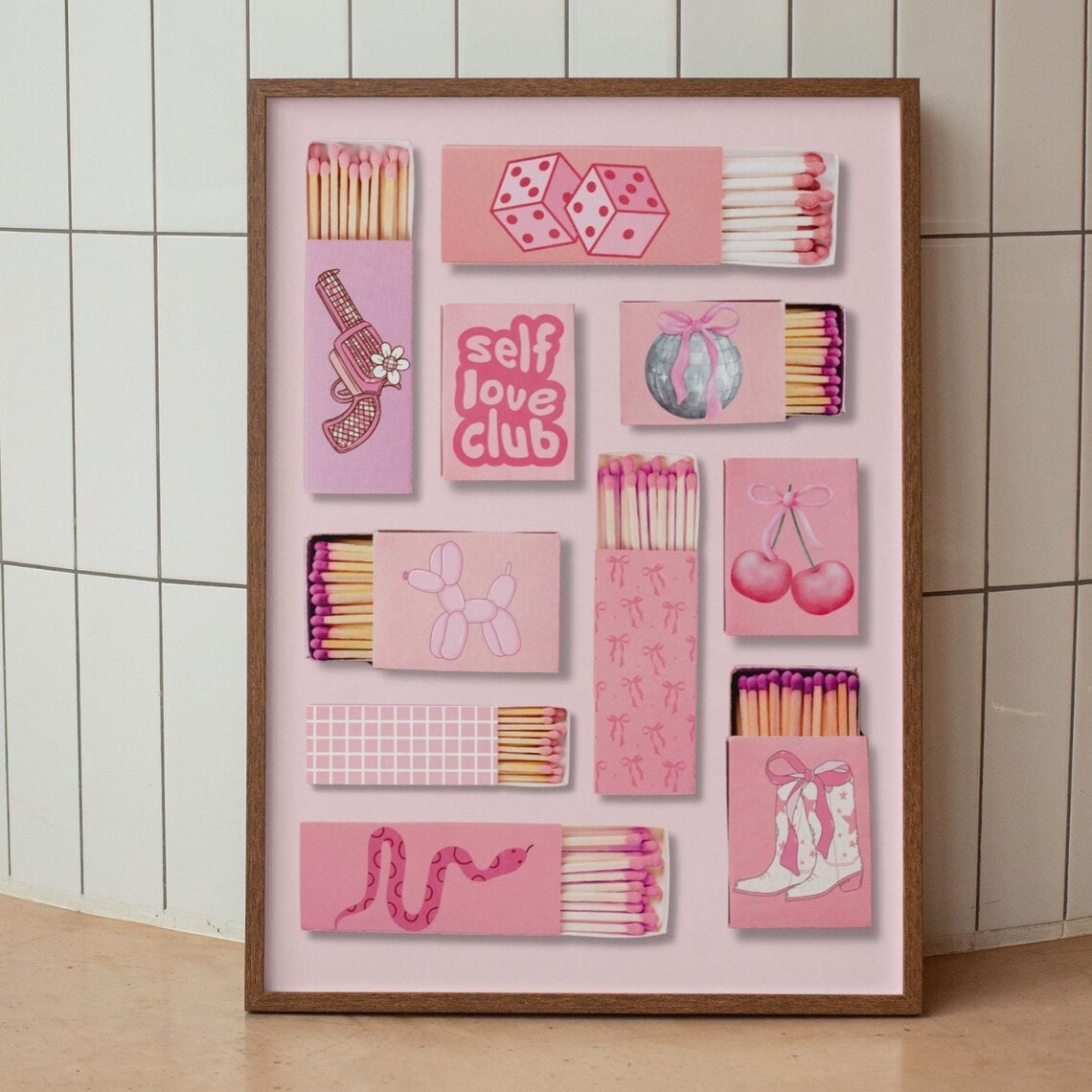Pink Matchbox Collage Self Love Club Trendy Girly Aesthetic Poster - Image 7