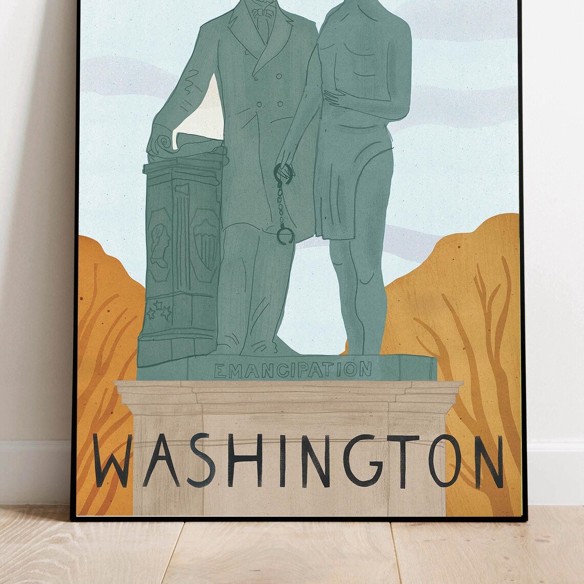 Washington DC Emancipation Monument Statue Historical Art Poster - Image 2
