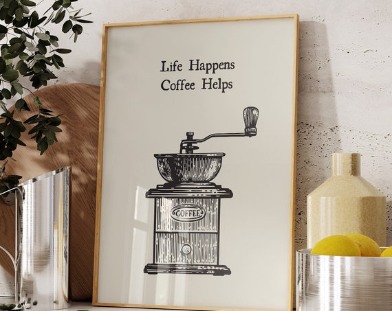 Vintage Coffee Maker Print Minimalist Kitchen Decor Retro Coffee Wall Art Neutral Coffee Poster Vintage Kitchen Art 1 Print