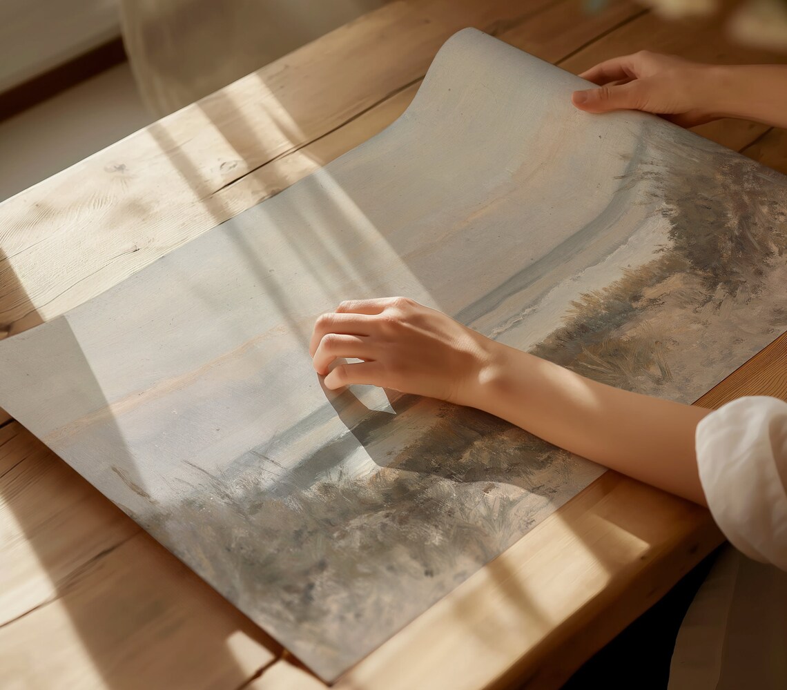 Beach Dunes Grass Soft Ocean Waves Neutral Coastal Art Poster - Image 3
