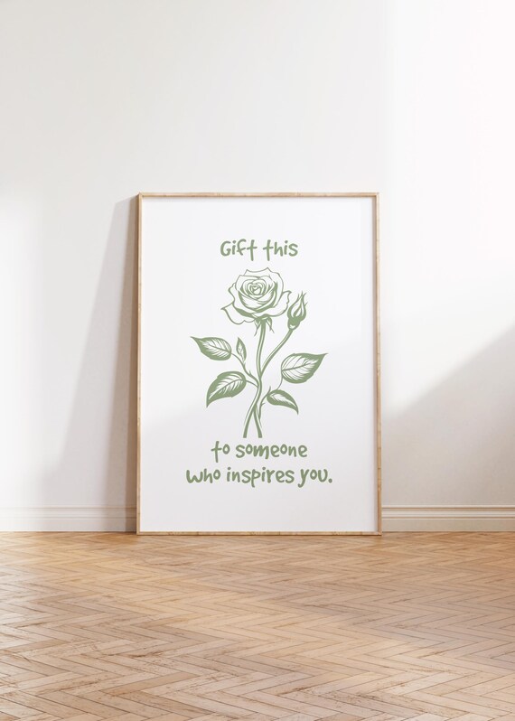 Inspirational Quote Wall Art Sage Green Retro Typography