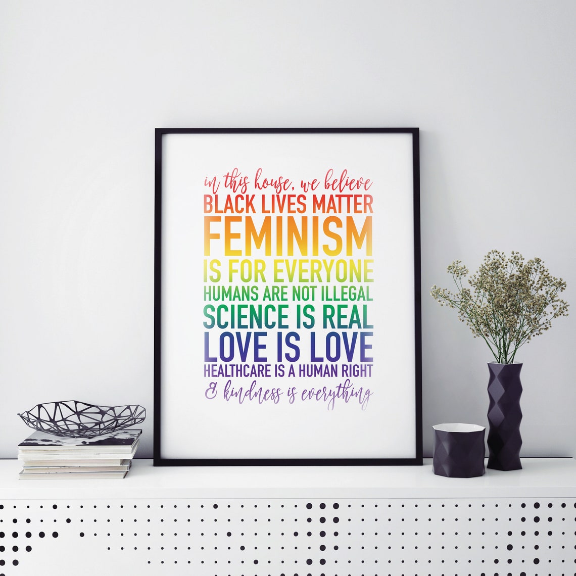 In This House We Believe Feminist Poster Black Lives Matter Lgbt Poster Love Is Love Pride Wall Art Gay Art Feminism Art