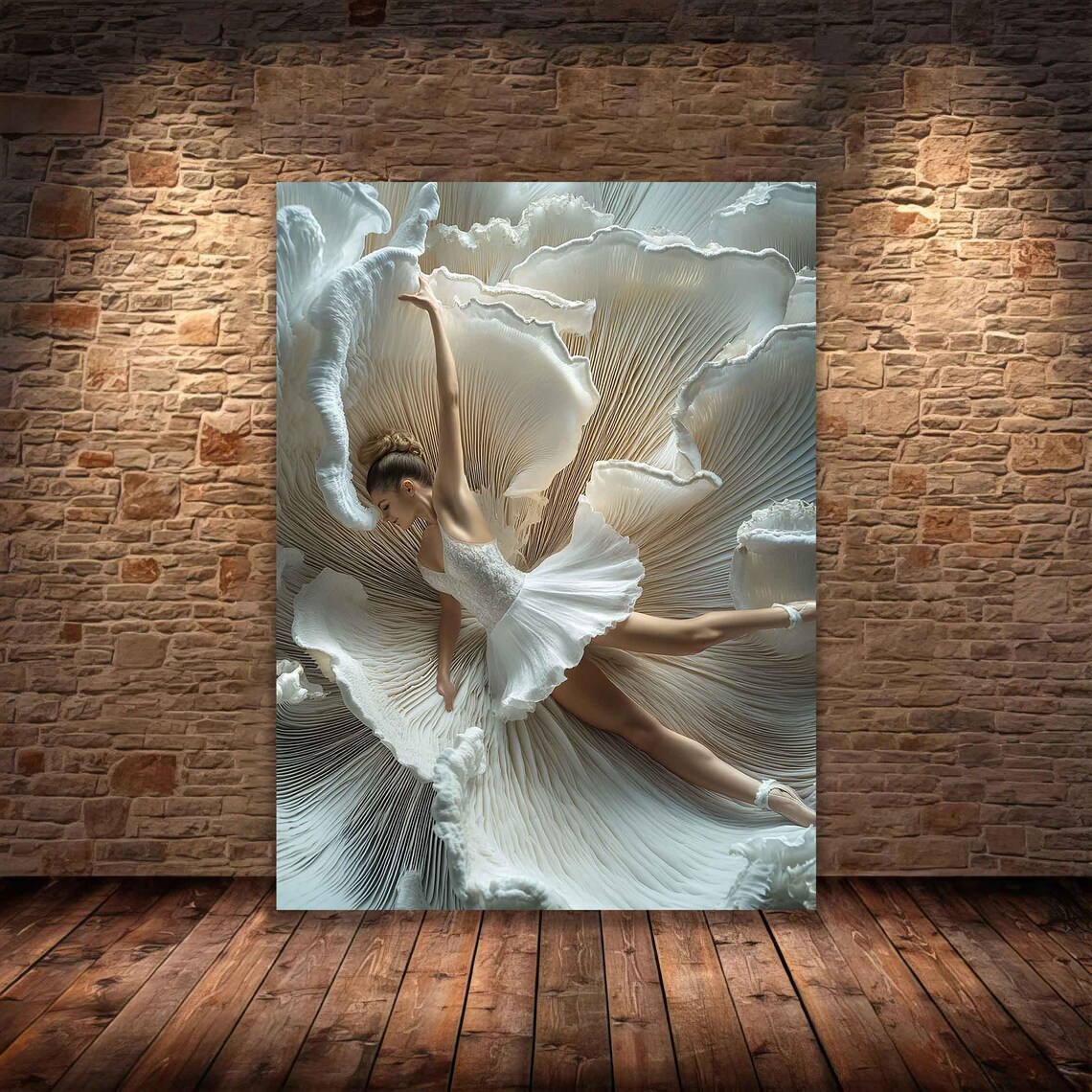 Elegant Ballerina Dancing Inside Giant White Flower Artistic Poster - Image 3