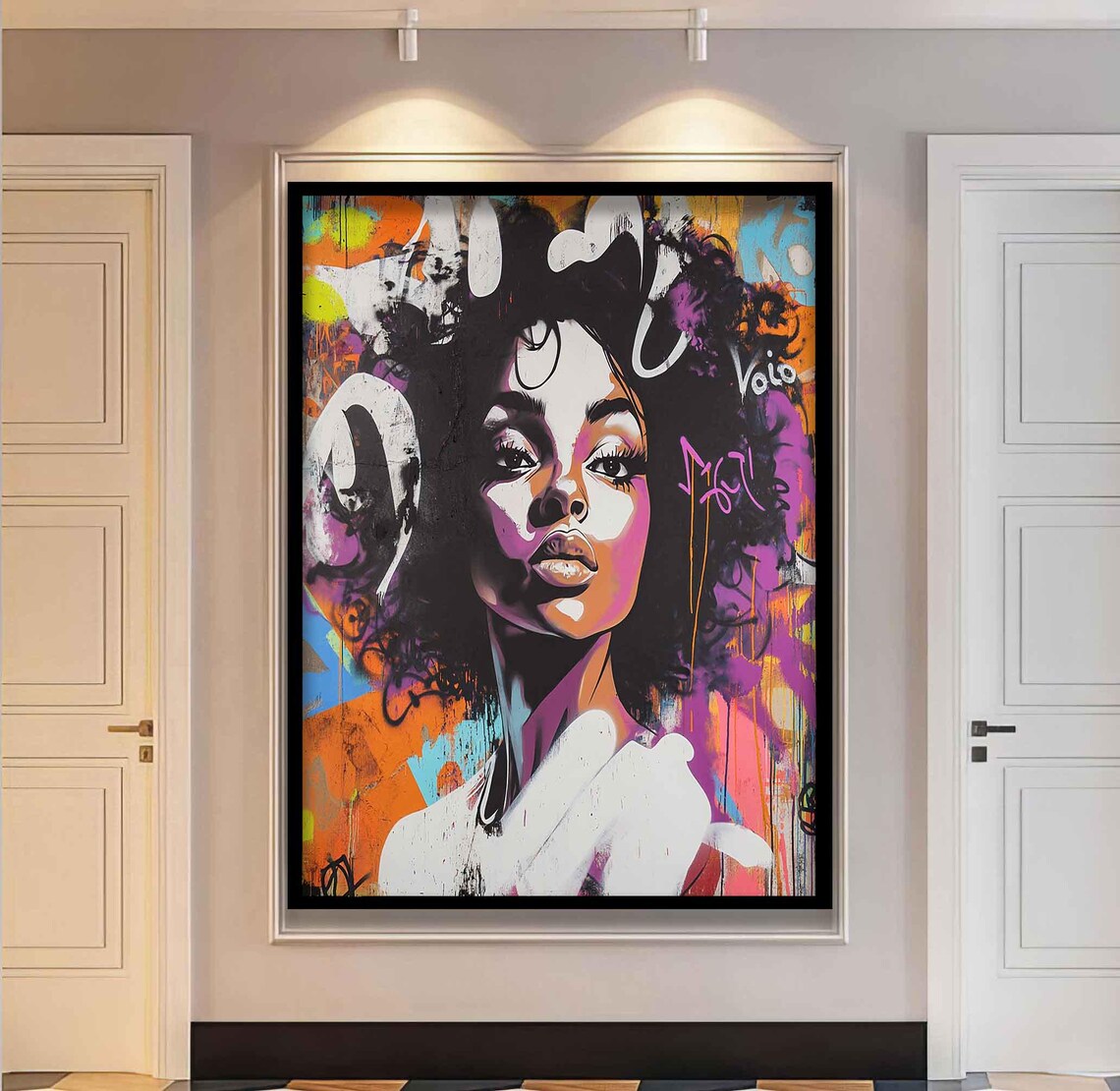 Graffiti African Woman Colorful Street Art Portrait Wall Poster