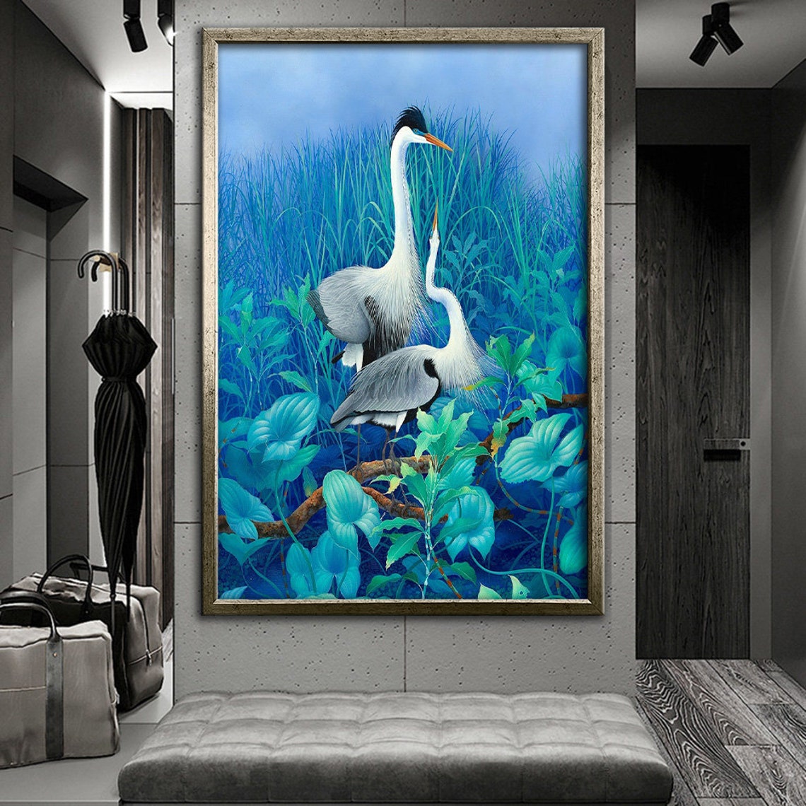 Swan Couple In Nature Painting Wall Decor Romantic Swan Painting Ready To Hang Painting Animal Pictures New Year Gift - Image 3