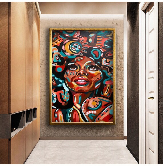 African Women Colorful Painting Abstract Design African Women Ready To Hang Painting Gift Print Home Decor