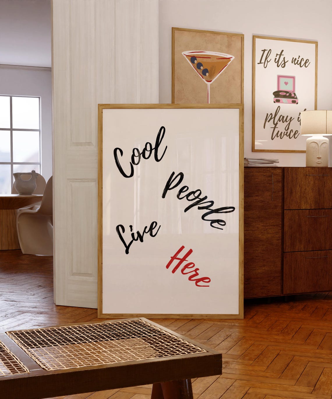 Cool People Live Here Typography Poster Funny Script Quote Decor - Image 2