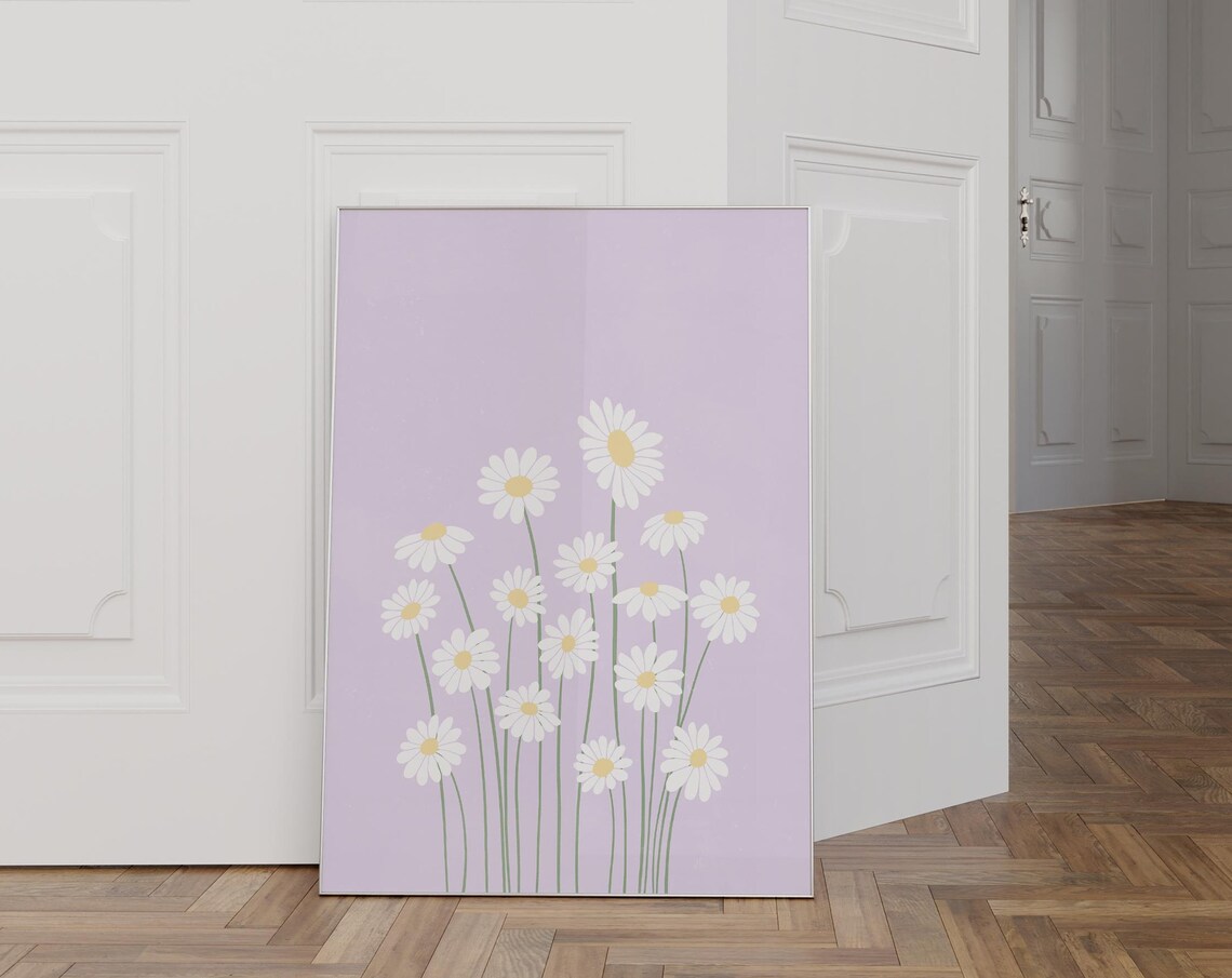 Lilac Daisies, Pastel Cottagecore Art Print - Image 2