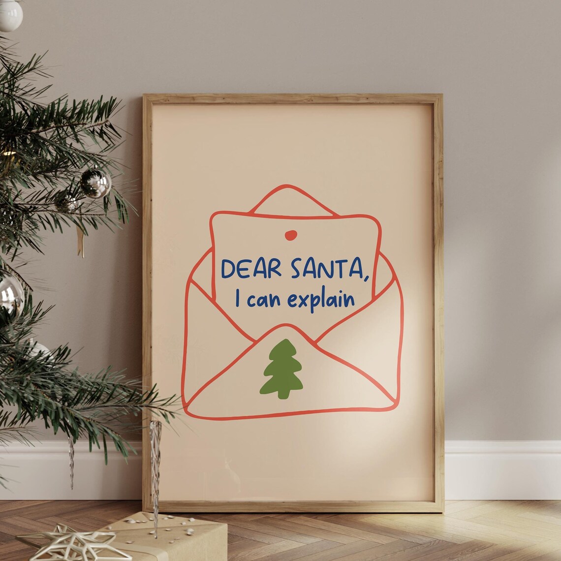 Dear Santa I Can Explain Cute Funny Christmas Letter Envelope Wall Art