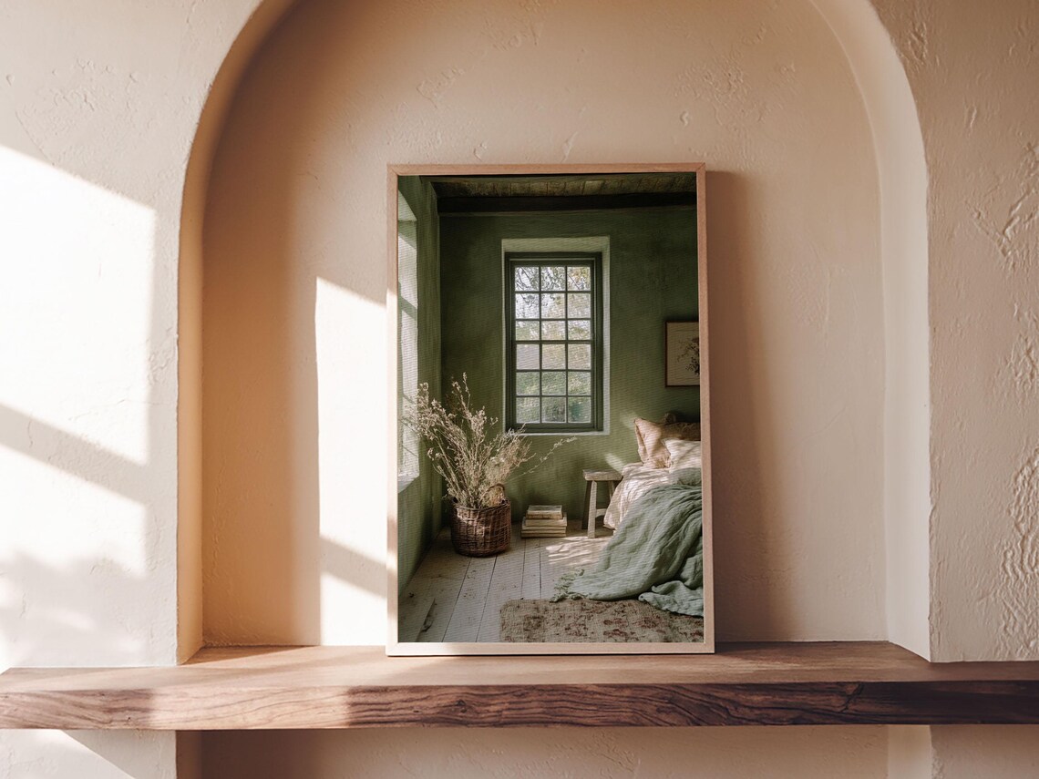 Rustic Wabi-Sabi Botanical Bedroom Wall Art Print - Image 3