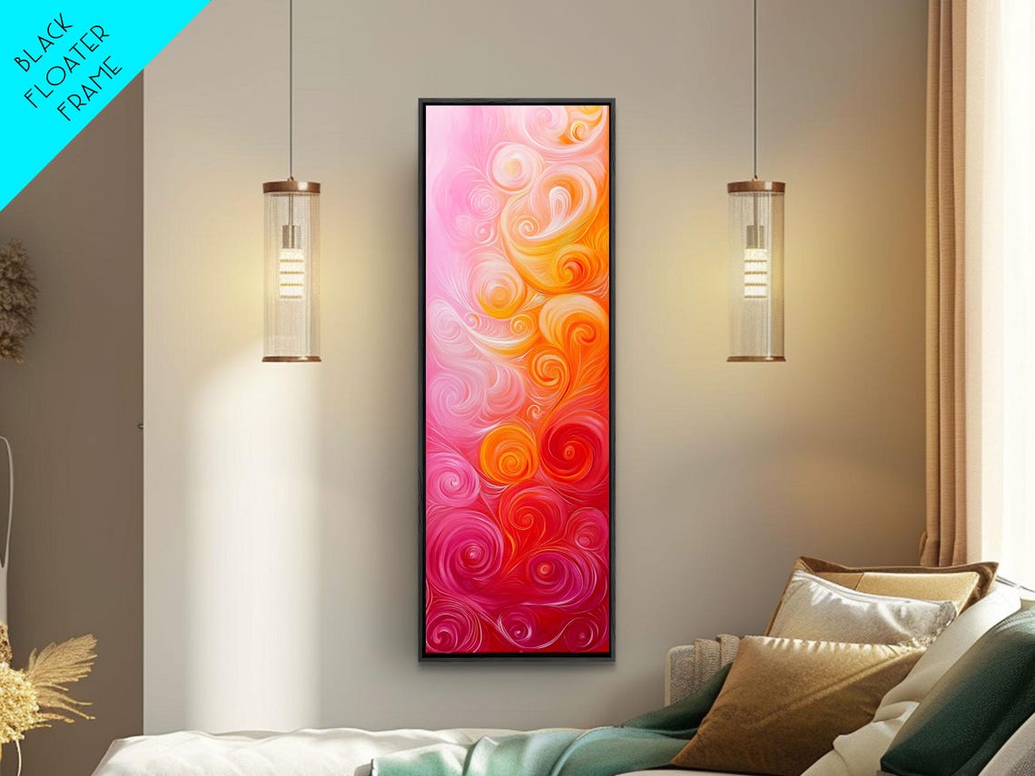 Vibrant Pink Orange Abstract Swirl Art Tall Vertical Poster Decor - Image 6
