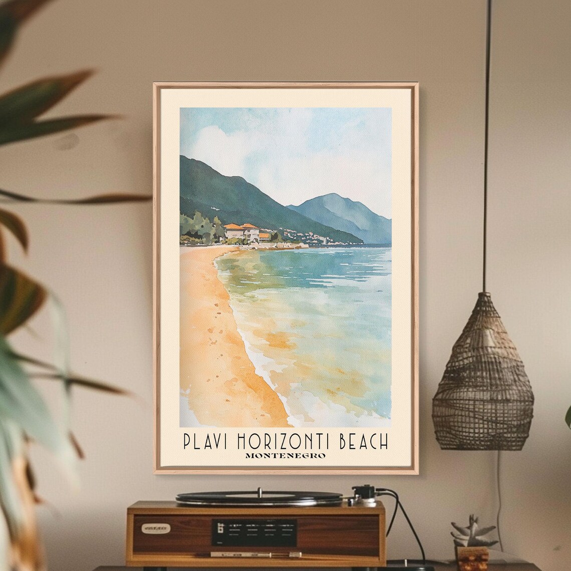Plavi Horizonti Beach Montenegro Calm Bay Shore Mountain View Travel Poster - Image 2