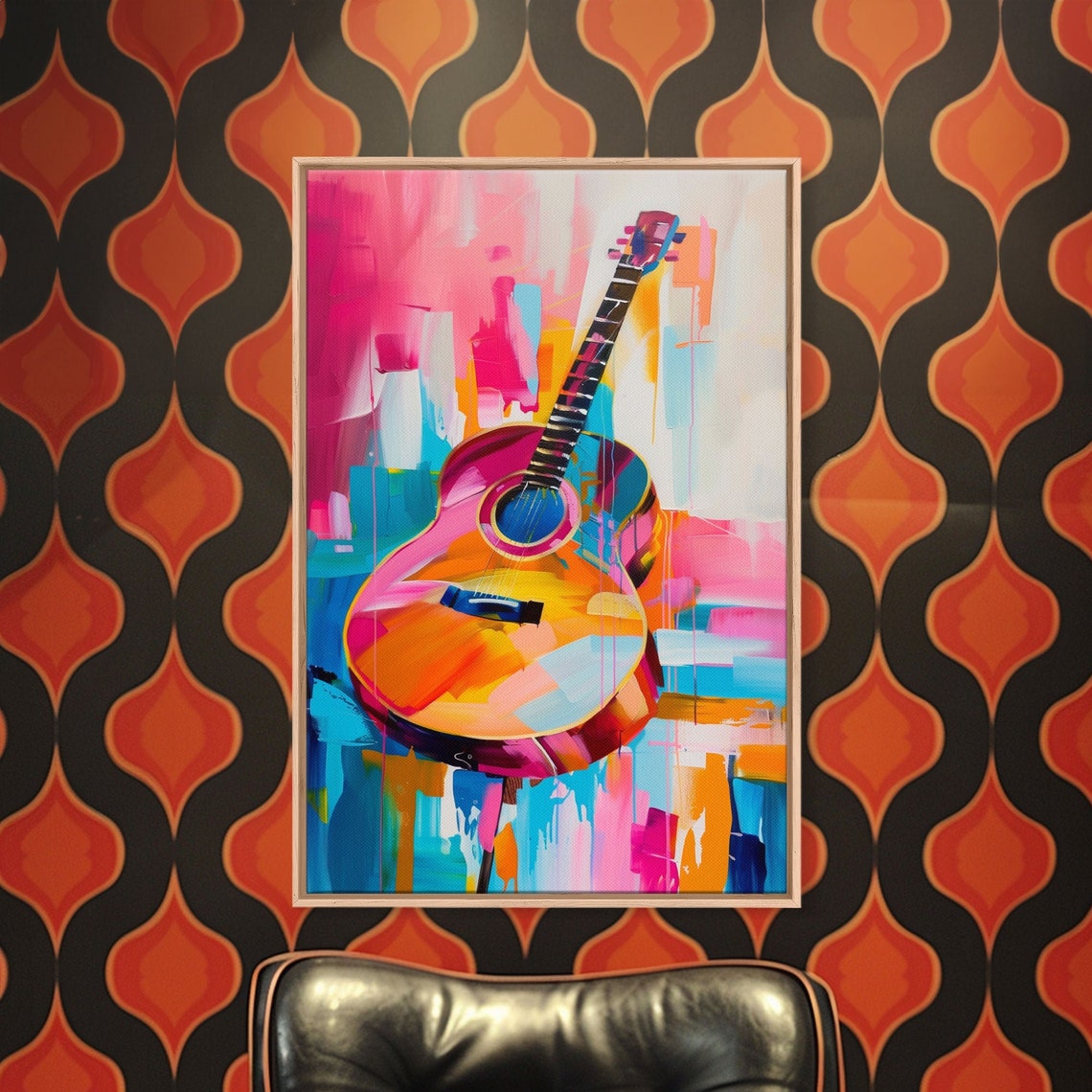 Acoustic Guitar Colorful Abstract Music Room Modern Wall Art - Image 5