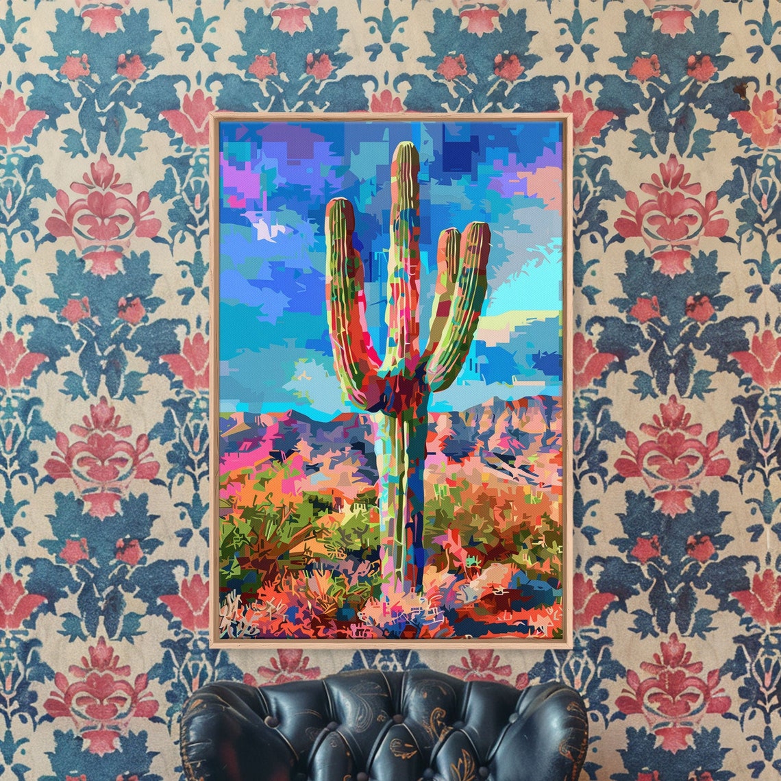 Saguaro Cactus Colorful Pop Art Arizona Desert Landscape Wall Print - Image 4