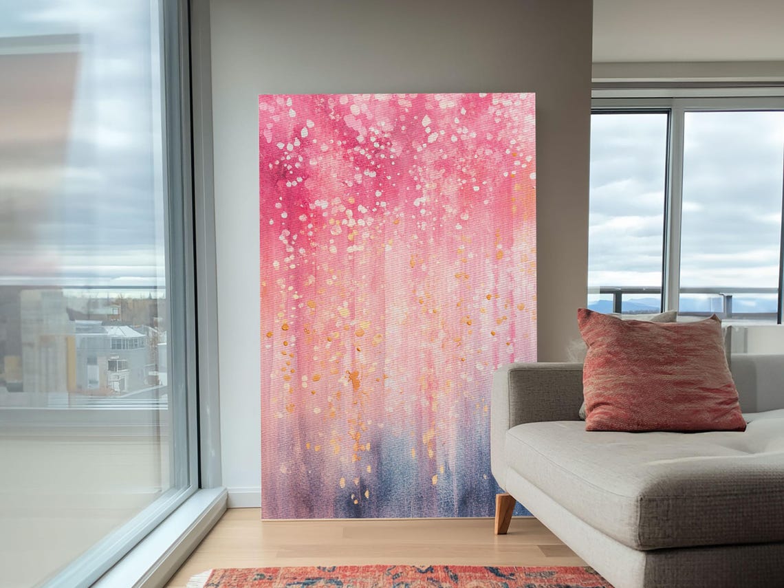 Pink Glitter Abstract Print Whimsical Art Light Pink Wall Decor Feminine Bedroom Cottagecore Aesthetic Gift Idea - Image 5