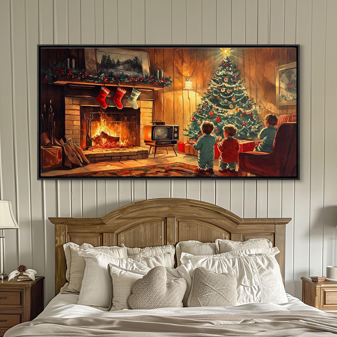 Vintage Christmas Living Room Scene, Children Art Print - Image 3