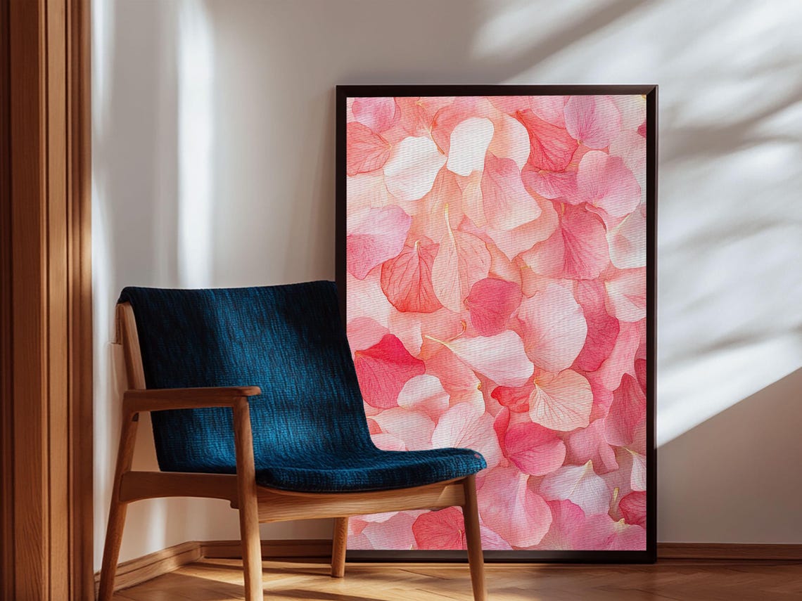 Blush Pink Hydrangea Petals Watercolor Floral Botanical Wall Art Print - Image 6