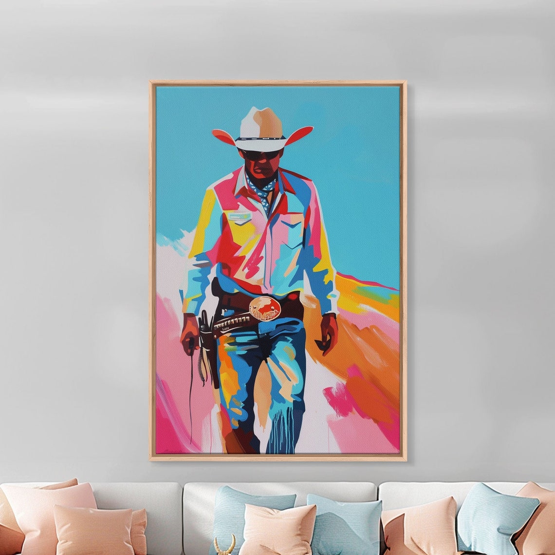 Cowboy Walking White Hat Colorful Pop Art Western Rodeo Poster - Image 5