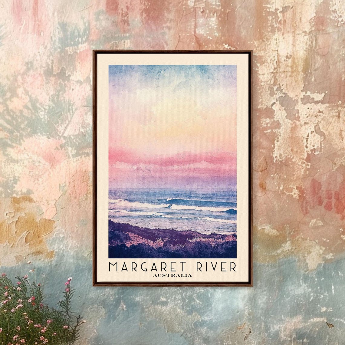 Margaret River Australia Pink Sunset Waves Ocean Horizon Poster - Image 4