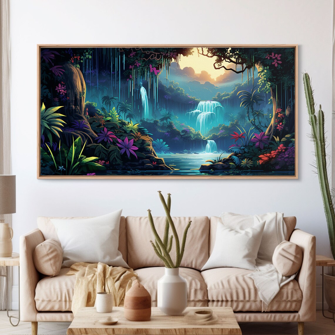 Fantasy Forest Waterfalls Art Print, Panoramic Landscape - Image 4