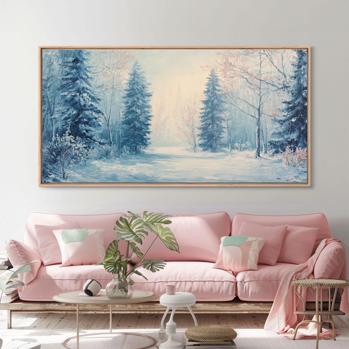 Winter Wonderland Watercolor Blue Snowy Pines Frosty Forest Poster - Image 4