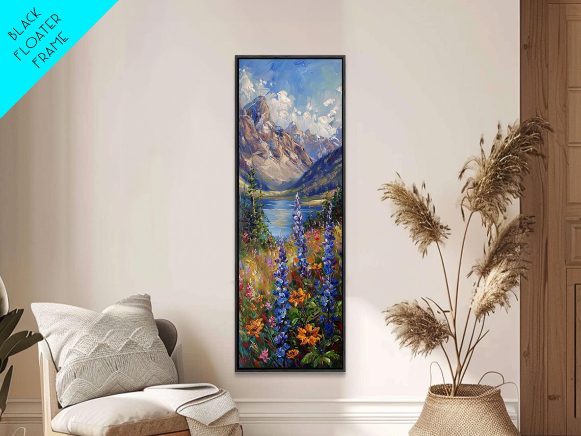 Alpine Lake Wildflowers Mountain Peaks Summer Landscape Print - Image 5
