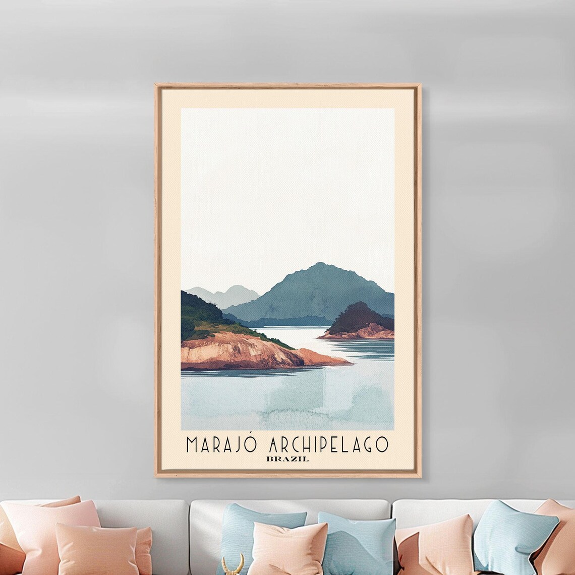 Marajo Archipelago Brazil Islands Mountain Calm Water Watercolor Poster - Image 4