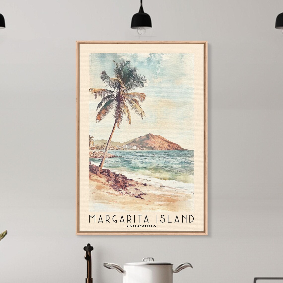 Margarita Island Colombia Palm Beach Rocky Islet Watercolor Poster - Image 6