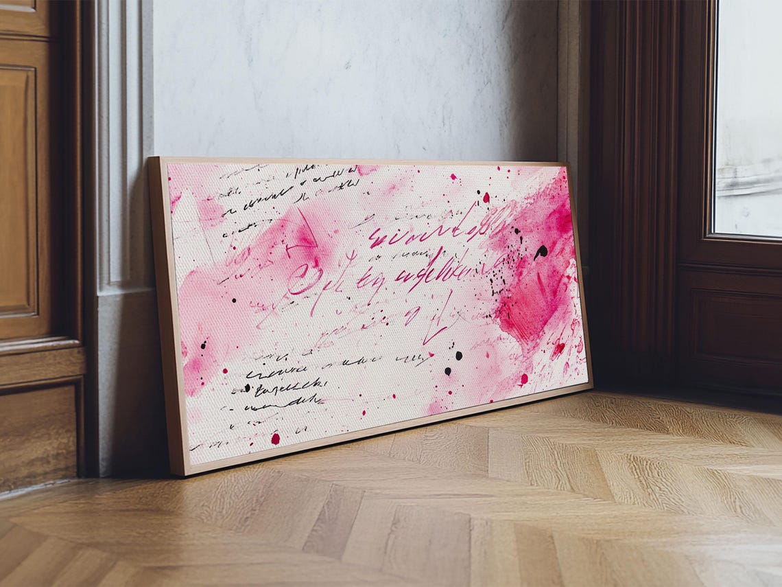 Abstract Lettering Print Pink Graffiti Wall Art Modern Living Room Or Dorm Decor Bold Aesthetic Artwork Contemporary Gift Idea