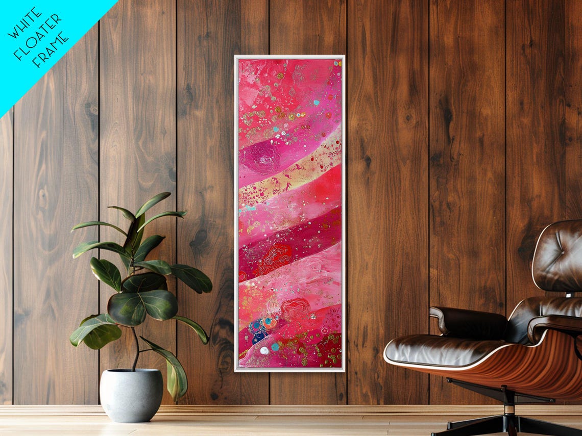 Vibrant Pink Abstract Watercolor With Gold Metallic Accents Wall Art