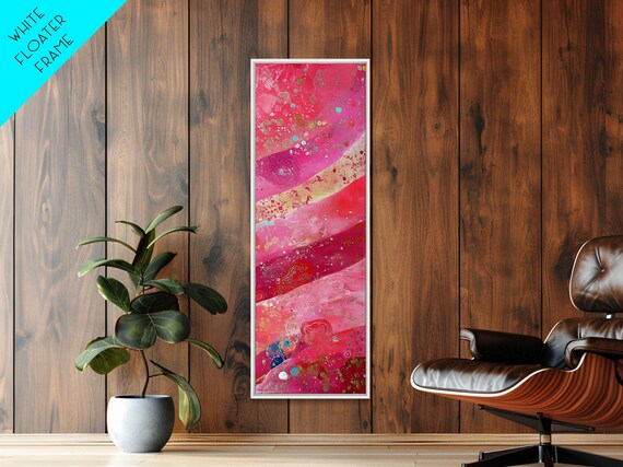 Vibrant Pink Abstract Watercolor With Gold Metallic Accents Wall Art
