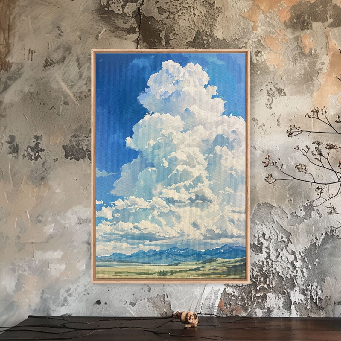 Cloudy Skyline Over Wyoming Landscape Framed And Printed On Nature Landscape Artwork Framed Printed Art Mountain Wall Art - Image 3