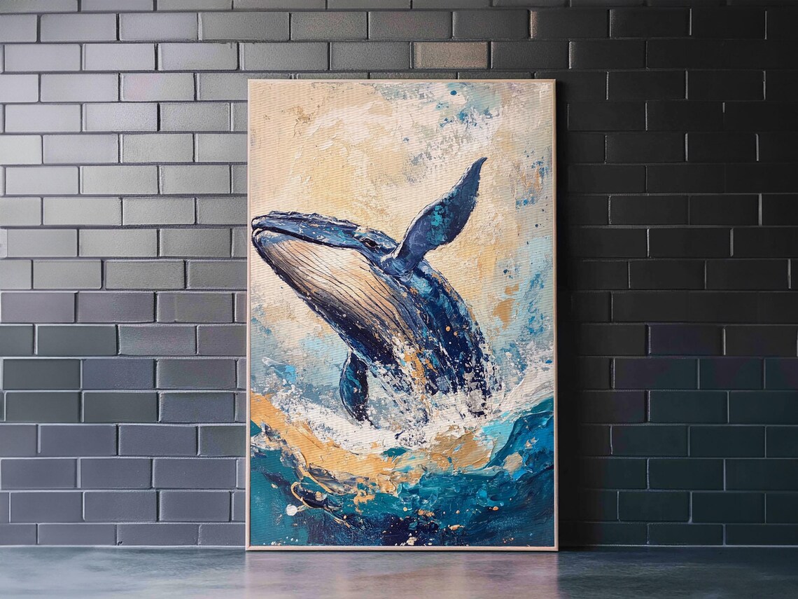 Whale Watercolor Art Print, Nursery Nautical Decor - Image 2