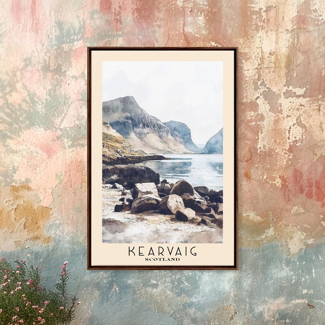 Kearvaig Scotland Rocky Shore Misty Highland Coast Watercolor Poster Art - Image 4